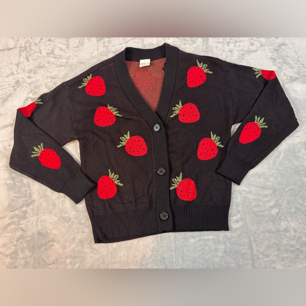 Nikka K Strawberry Print Knit Sweater cardigan